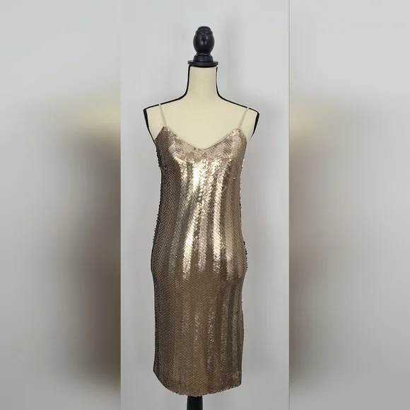 J. Crew | Dresses | J Crew Sequin Spaghetti Strap Slip Dress Champagne  Light Gold Dress | Poshmark